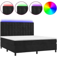 vidaXL Lit boxspring avec matelas & LED noir 160x200 cm velours