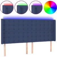 vidaXL Tête de lit LED bleue 163x16x118/128 cm Tissu