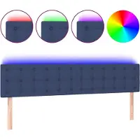 vidaXL LED Tête de lit bleu 200x5x78/88 cm Tissu