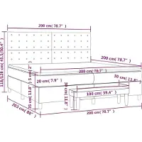 vidaXL Lit boxspring avec matelas brun foncé 200x200 cm Tissu