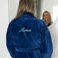 Yoursurprise Peignoir éponge pour Femme - avec prénom - Bleu - S/M