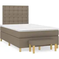 vidaXL Lit Boxspring avec matelas Taupe 120x200 cm Tissu