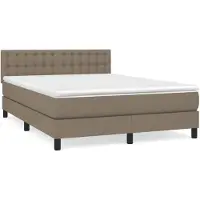 vidaXL Lit boxspring avec matelas Taupe 140x200 cm Tissu