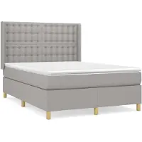 vidaXL Lit boxspring avec matelas gris clair 140x200 cm Tissu