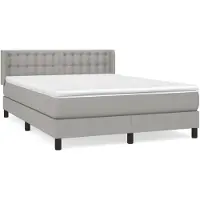 vidaXL Lit boxspring avec matelas gris clair 140x200 cm Tissu
