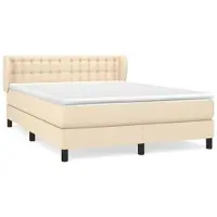 vidaXL Lit boxspring avec matelas Crème 140x200 cm Tissu