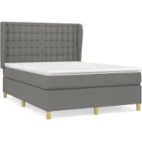 vidaXL Lit boxspring avec matelas gris foncé 140x190 cm Tissu