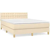 vidaXL Lit boxspring avec matelas Crème 140x190 cm Tissu