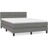 vidaXL Lit boxspring avec matelas gris foncé 140x190 cm Tissu