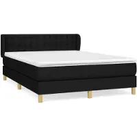 vidaXL Lit boxspring avec matelas noir 140x200 cm Tissu