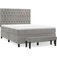 vidaXL Lit boxspring avec matelas gris clair 140x200 cm velours