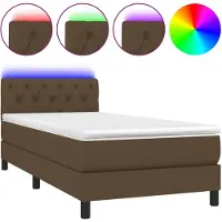 vidaXL Lit Boxspring avec matelas & LED Marron foncé 80x200 cm Tissu