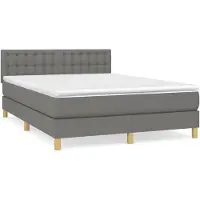 vidaXL Lit boxspring avec matelas gris foncé 140x200 cm Tissu
