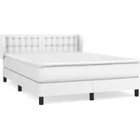 vidaXL Lit boxspring avec matelas blanc 140x190 cm similicuir