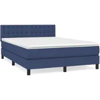 vidaXL Lit boxspring avec matelas bleu 140x200 cm Tissu