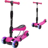 LifeGoods MultiRider Scooter pour enfants - Étape 3-8 ans - Siège réglable - Roues lumineuses - Garçons/Filles - Rose