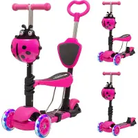 LifeGoods Trottinette enfant - 3 roues lumineuses - 3 -8 ans - Garçons/Filles - Rose