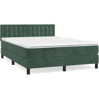 vidaXL Lit boxspring avec matelas vert foncé 140x200 cm velours