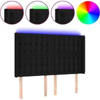 vidaXL Tête de lit LED noir 147x16x118/128 cm Tissu