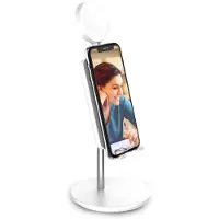 Mizco International Support pour smartphone Shine, Support pour smartphone, Blanc, Argent