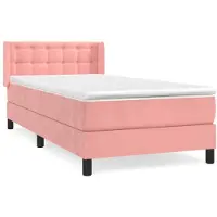 vidaXL Lit boxspring avec matelas rose 100x200 cm velours