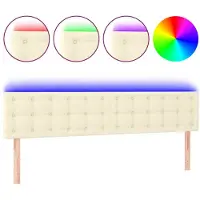 vidaXL Tête de lit LED Crème 160x5x78/88 cm Similicuir