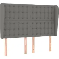 vidaXL Tête de lit avec oreilles Gris foncé 147x23x118/128 cm Tissu
