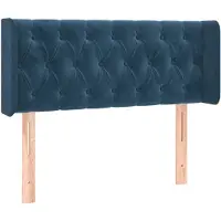 vidaXL Tête de lit avec oreilles bleu foncé 93x16x78/88 cm velours