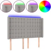 vidaXL Tête de lit LED gris clair 147x16x118/128 cm Tissu