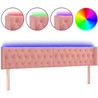 vidaXL LED Tête de lit rose 203x16x78/88 cm velours