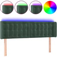 vidaXL Tête de lit LED vert foncé 147x16x78/88 cm velours