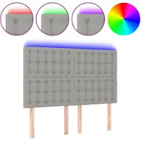 vidaXL Tête de lit LED gris clair 144x5x118/128 cm Tissu
