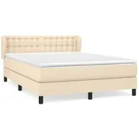 vidaXL Lit boxspring avec matelas Crème 140x190 cm Tissu