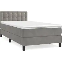 vidaXL Lit boxspring avec matelas gris clair 90x200 cm velours