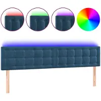 vidaXL Tête de lit LED bleu foncé 160x5x78/88 cm velours
