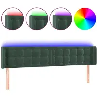 vidaXL Tête de lit LED vert foncé 203x16x78/88 cm velours