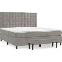 vidaXL Lit boxspring avec matelas gris clair 160x200 cm velours
