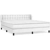 vidaXL Lit boxspring avec matelas blanc 160x200 cm similicuir