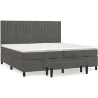 vidaXL Lit boxspring avec matelas gris foncé 200x200 cm velours