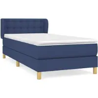 vidaXL Lit boxspring avec matelas bleu 90x200 cm Tissu