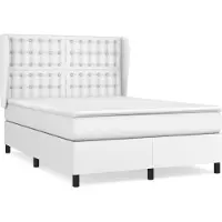 vidaXL Lit boxspring avec matelas blanc 140x190 cm similicuir