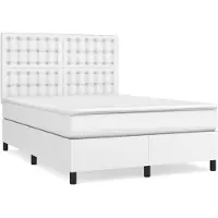 vidaXL Lit boxspring avec matelas blanc 140x190 cm similicuir