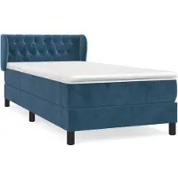 vidaXL Lit boxspring avec matelas bleu foncé 90x190 cm velours