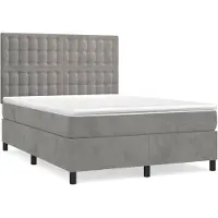vidaXL Lit boxspring avec matelas gris clair 140x190 cm velours