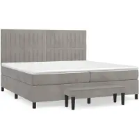 vidaXL Lit boxspring avec matelas gris clair 200x200 cm velours