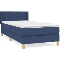 vidaXL Lit boxspring avec matelas bleu 90x190 cm Tissu
