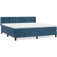 vidaXL Lit boxspring avec matelas bleu foncé 180x200 cm velours