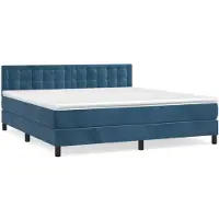 vidaXL Lit boxspring avec matelas bleu foncé 160x200 cm velours