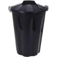 B2X Poubelle pratique de 40 L en matériau noir résistant avec couvercle