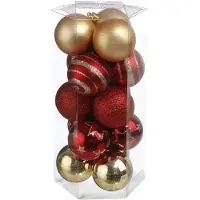 Atmosphera Déco de sapin Lot de 15 Boules de Noël D 5 cm - Rouge et Champagne
